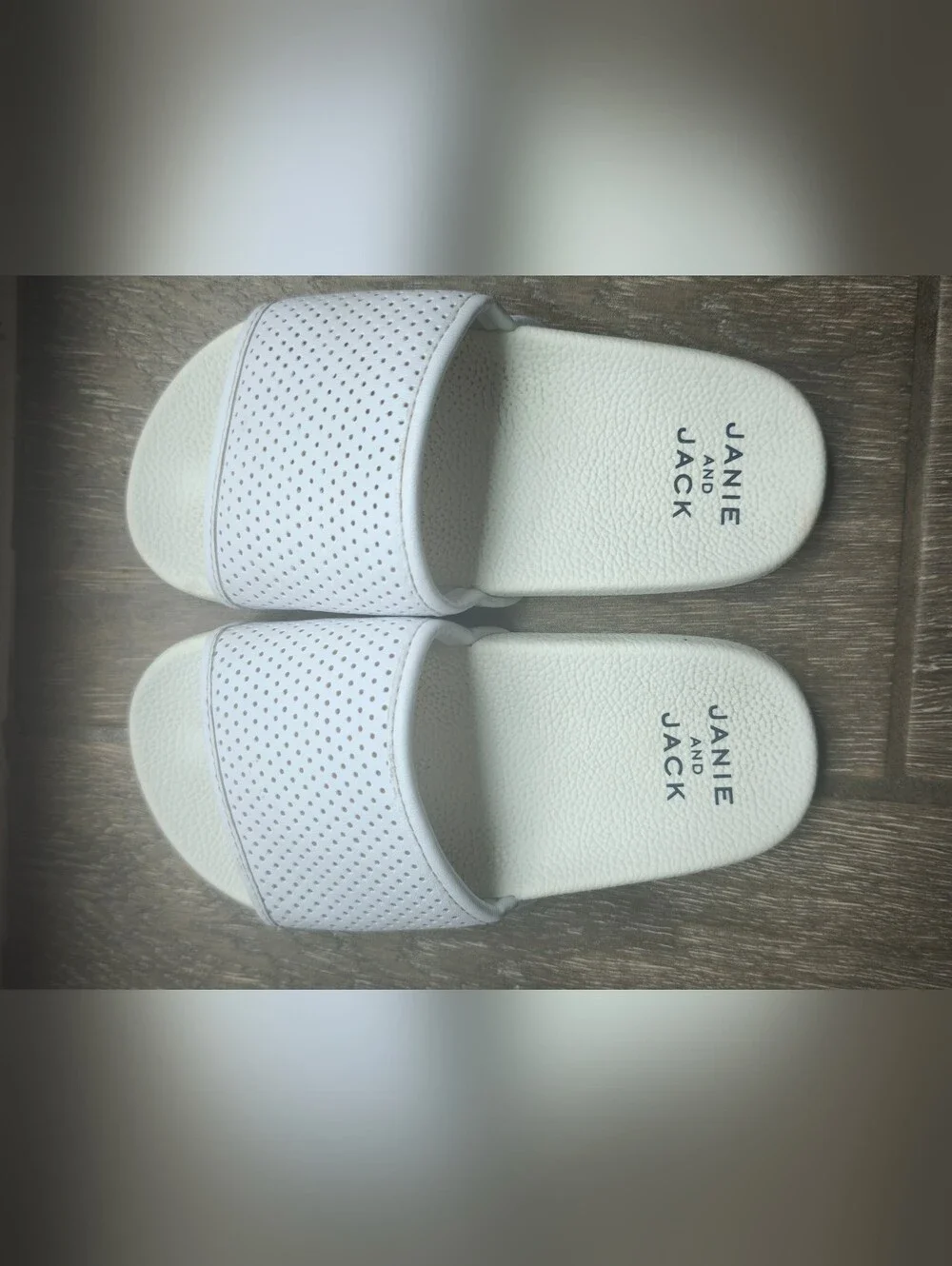 Janie and Jack Girls White Perforated Slide Sandals